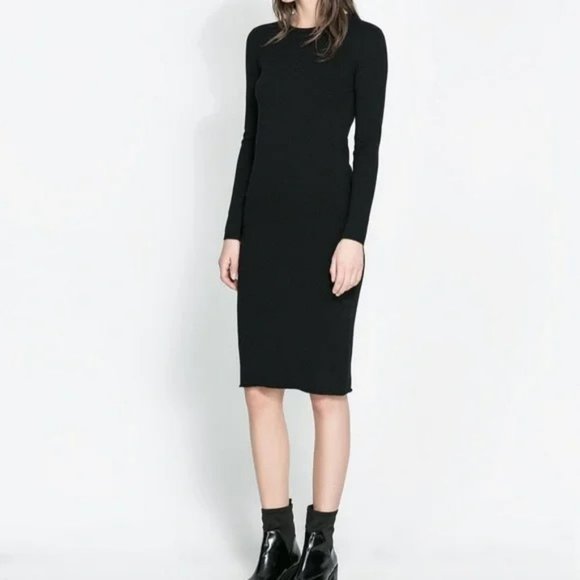 Zara Dresses & Skirts - Zara Thermal Knit Long Sleeve Stretch Fitted Dress